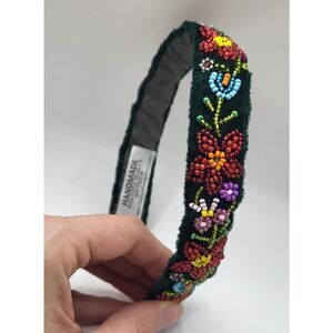 Handmade Embroidered Beaded Velvet Fairy Flower Headband